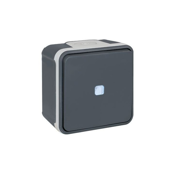 Eur'ohm Oxxo - Interrupteur va et vient lumineux étanche complet anthracite IP55 - Réf : 60801