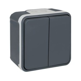 Eur'ohm Oxxo - Interrupteur double va et vient étanche complet anthracite IP55 - Réf : 60802