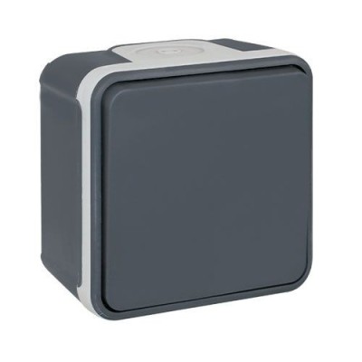 Eur'ohm Oxxo - Bouton poussoir étanche complet anthracite IP55 - Réf : 60803