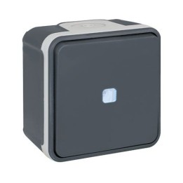 Eur'ohm Oxxo - Bouton poussoir lumineux étanche complet anthracite IP55 - Réf : 60804