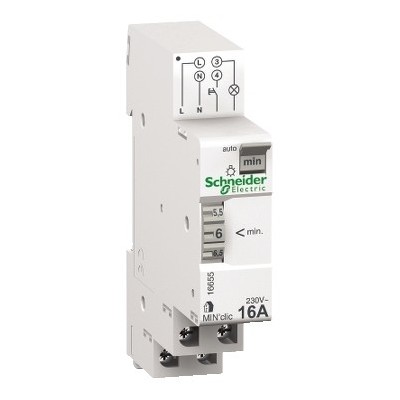 Schneider - Resi9 MIN - Minuterie  - 1 contact - 16A/250V réglage par molette - Réf : 16655