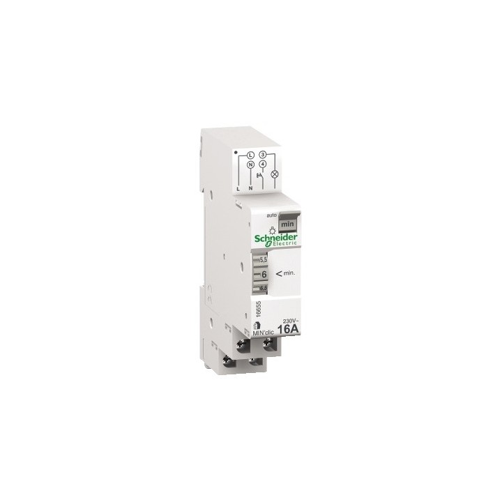 Schneider - Resi9 MIN - Minuterie  - 1 contact - 16A/250V réglage par molette - Réf : 16655