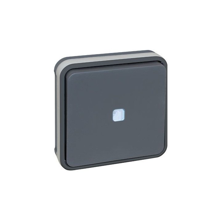 Eur'ohm Oxxo - Interrupteur va et vient lumineux étanche complet encastré anthracite IP55 - Réf : 60881