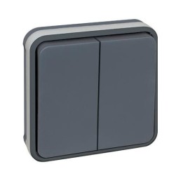 Eur'ohm Oxxo - Interrupteur double va et vient étanche complet encastré anthracite IP55 - Réf : 60882