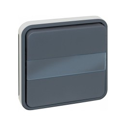 Eur'ohm Oxxo - Bouton poussoir lumineux porte étiquette étanche encastré anthracite IP55 - Réf : 60885