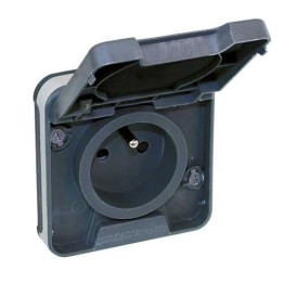 Eur'ohm Oxxo - Prise de courant 2P+T étanche complet encastrée - anthracite IP55 - Réf : 60895