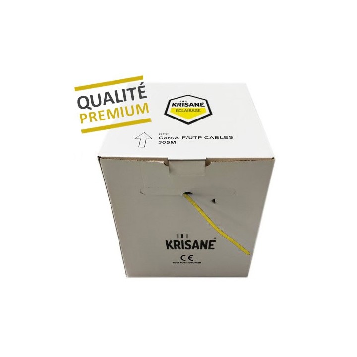 Krisane - Câble CAT6A F/UTP 4 pairs LSZH 100ohm jaune - carton de 305m - Réf : KRI305/1