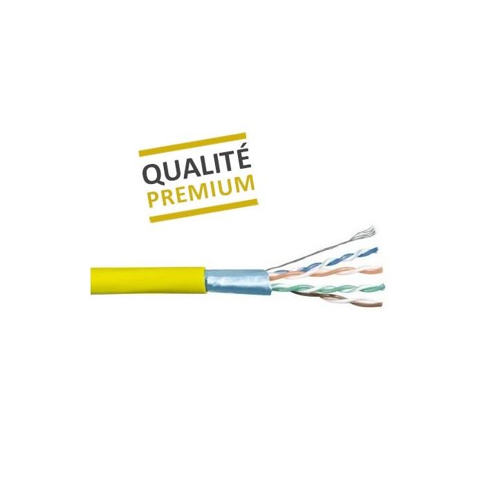 Krisane - Câble CAT6A F/UTP 4 pairs LSZH 100ohm jaune - coupe au mètre - Réf : KRI-CAT6A-F/UTP-jaune