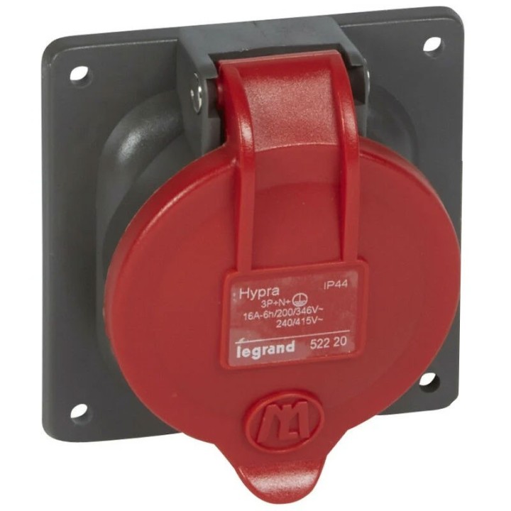 Legrand - Prise à entraxes unifiés fixe Hypra IP44 16A - 380V~ à 415V~ - 3P+N+T - plastique - Réf : 052220