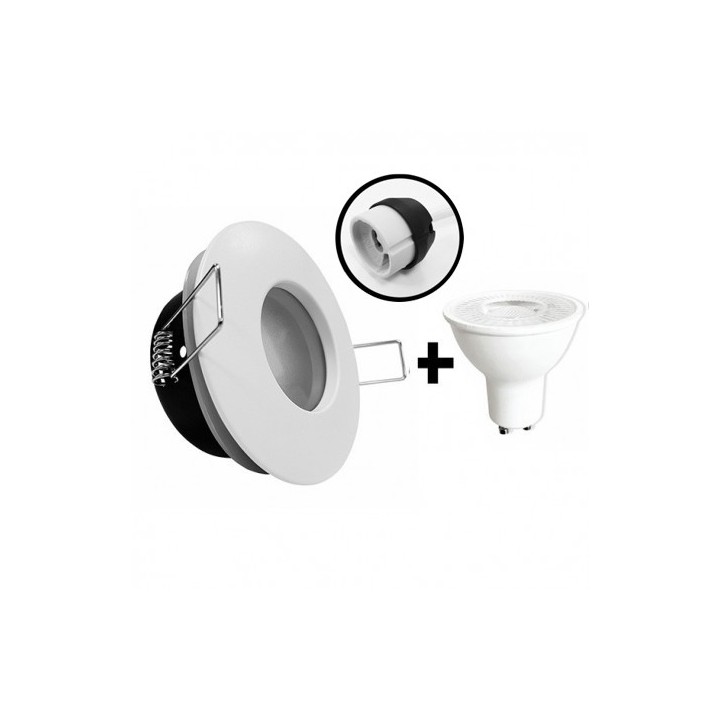 KIT Spot BBC encastré - fixe - rond - 4000k - blanc - avec douille - IP65 - LED 5W - Réf : KRI40028