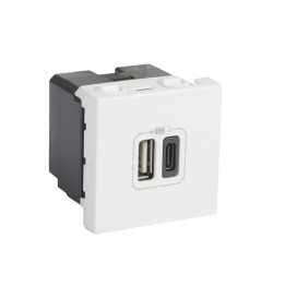 Legrand - Chargeur USB Type-A + USB Type-C 3A 15W Mosaic 2 modules 230V ou 5V - blanc - Réf : 077592