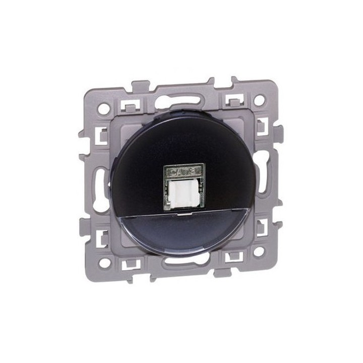 Eur'ohm Square - Prise RJ45 grade 2TV catégorie 6 STP anthracite - Réf : 60372