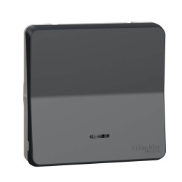 Schneider Mureva Styl - Bouton poussoir lumineux LED composable - IP55 - gris - Réf : MUR35127