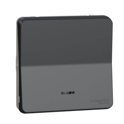 Schneider Mureva Styl - Bouton poussoir lumineux LED composable - IP55 - gris - Réf : MUR35127