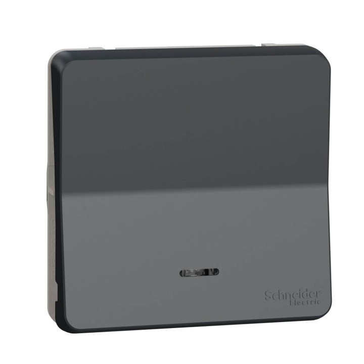 Schneider Mureva Styl - Bouton poussoir lumineux LED composable - IP55 - gris - Réf : MUR35127