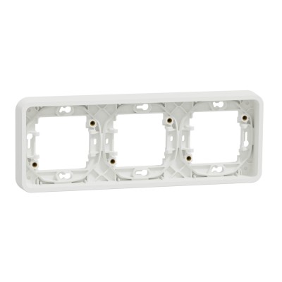 Schneider Mureva Styl - Cadre 3 postes horizontal encastré - IP55 blanc - Réf : MUR39109
