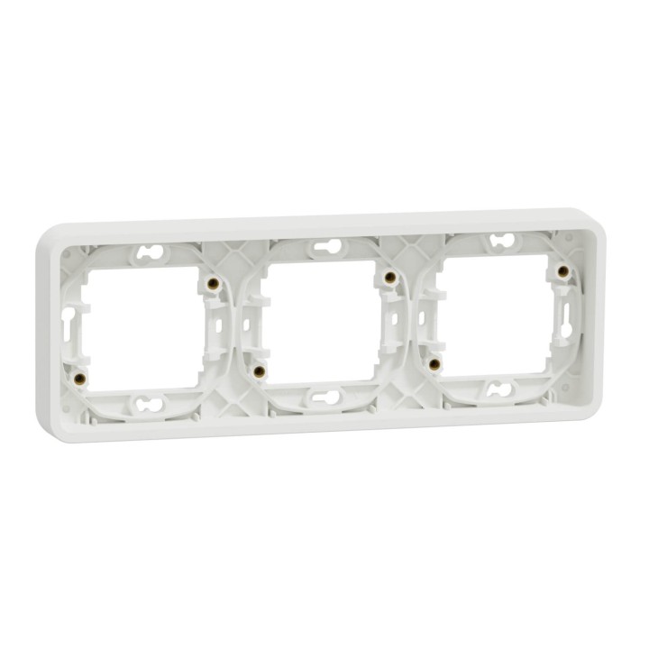 Schneider Mureva Styl - Cadre 3 postes horizontal encastré - IP55 blanc - Réf : MUR39109