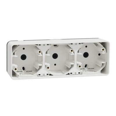 Schneider Mureva Styl - Boîte 3 postes horizontale saillie - IP55 blanc - Réf : MUR39913