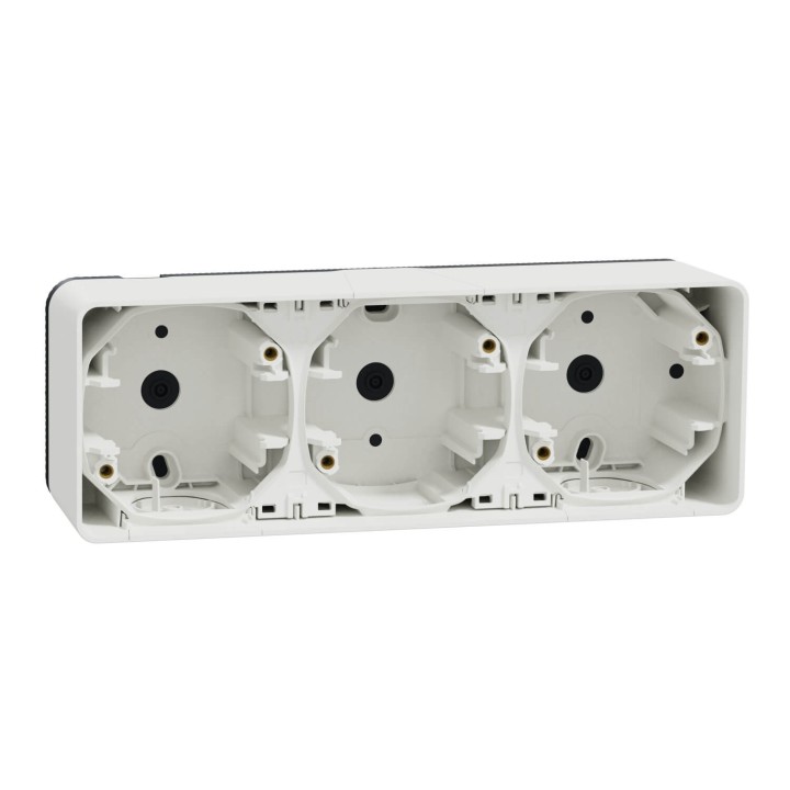 Schneider Mureva Styl - Boîte 3 postes horizontale saillie - IP55 blanc - Réf : MUR39913