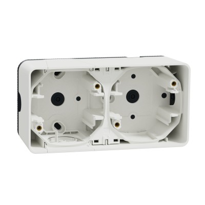 Schneider Mureva Styl - Boîte 2 postes verticale saillie - IP55 blanc - Réf : MUR39914