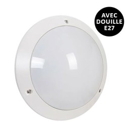 Krisane - Hublot LED rond avec douille E27 - Blanc - IP54 - Réf : KRI29803