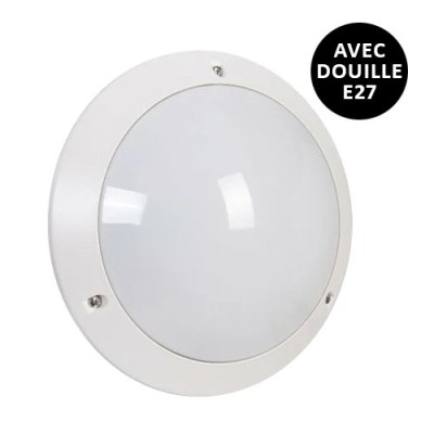 Krisane - Hublot LED rond avec douille E27 - Blanc - IP54 - Réf : KRI29803
