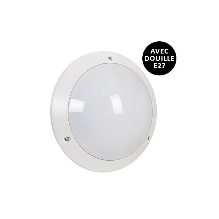 Krisane - Hublot LED rond avec douille E27 - Blanc - IP54 - Réf : KRI29803