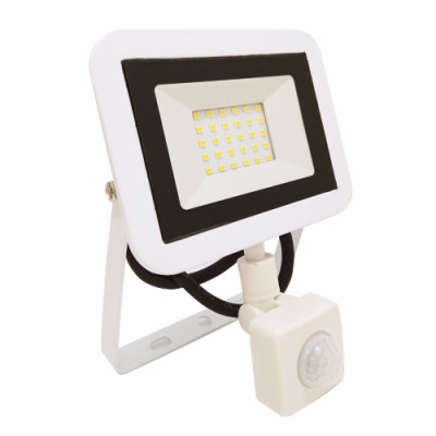 Krisane - Projecteur LED - 20W- 4000°K - IP65 - Blanc - avec détecteur - Réf : KRI29762
