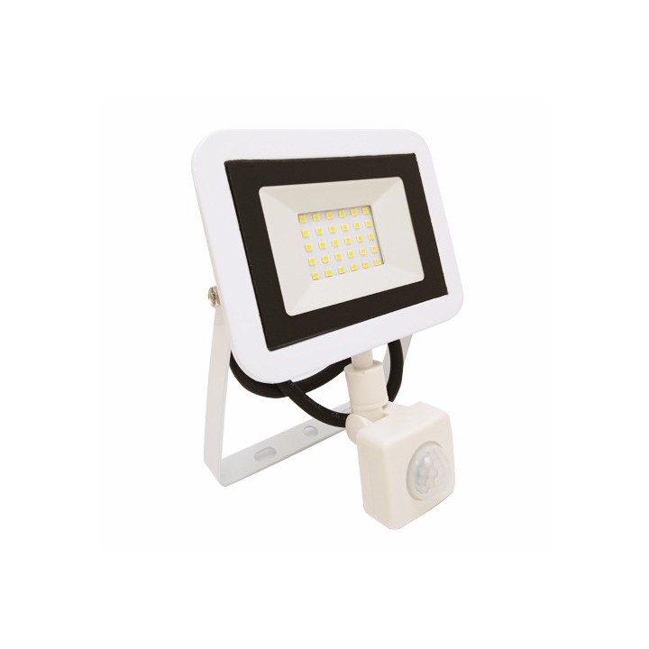 Krisane - Projecteur LED - 20W- 4000°K - IP65 - Blanc - avec détecteur - Réf : KRI29762