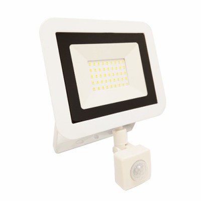 Krisane - Projecteur LED - 30W - 4000°K - IP65 - Blanc - avec détecteur - Réf : KRI29763