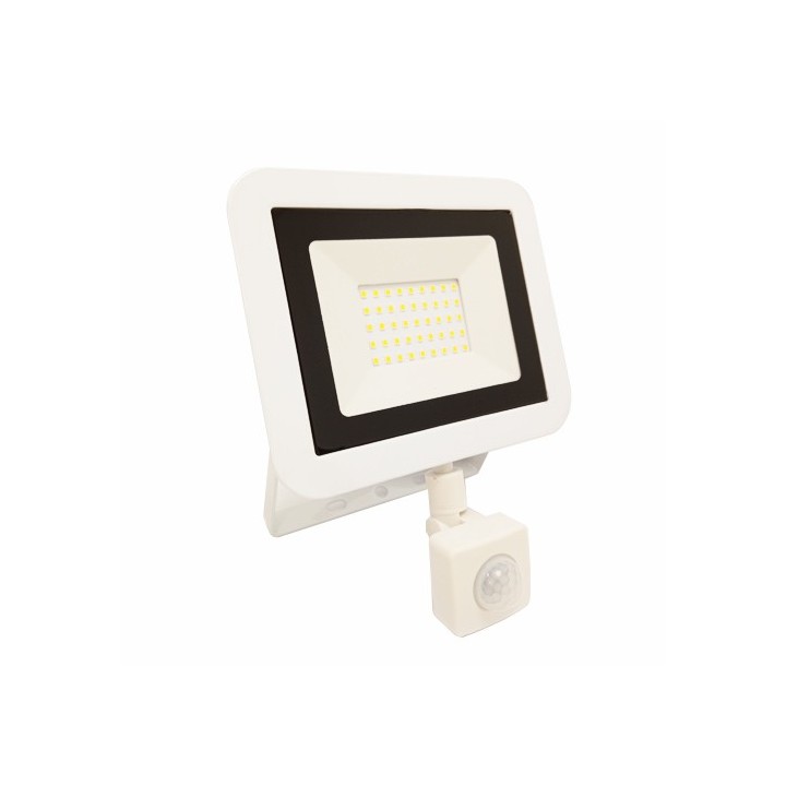 Krisane - Projecteur LED - 30W - 4000°K - IP65 - Blanc - avec détecteur - Réf : KRI29763