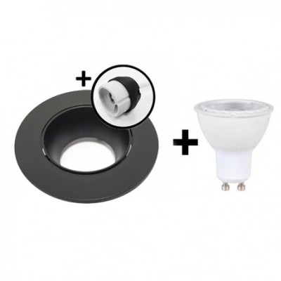 KIT Spot encastré - orientable - 3000k - rond - noir - LED 5W - Réf: KRI30013