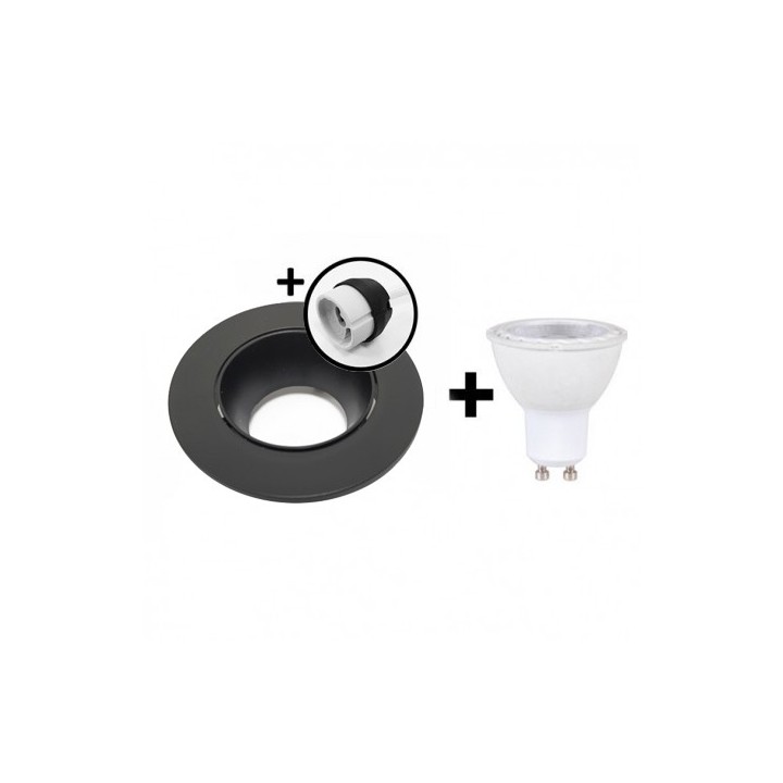 KIT Spot encastré - orientable - 3000k - rond - noir - LED 5W - Réf: KRI30013