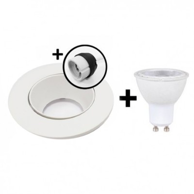 KIT Spot encastré - orientable - 4000k - rond - blanc mat - LED 5W - Réf : KRI40011