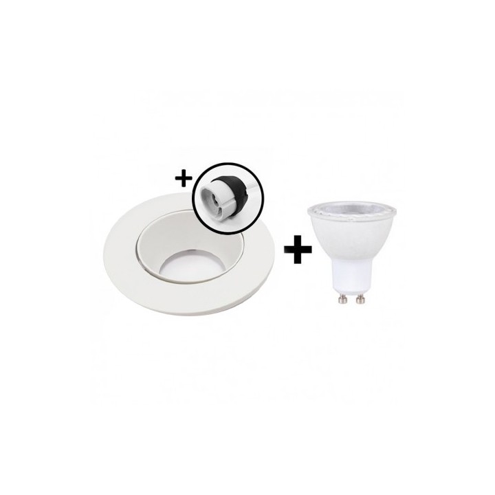KIT Spot encastré - orientable - 4000k - rond - blanc mat - LED 5W - Réf : KRI40011