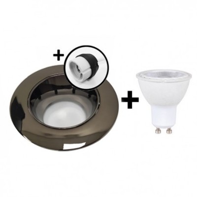 KIT Spot encastré - orientable - 3000k - rond - métal brillant - LED 5W - Réf: KRI30004
