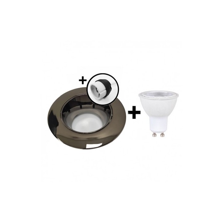 KIT Spot encastré - orientable - 3000k - rond - métal brillant - LED 5W - Réf: KRI30004