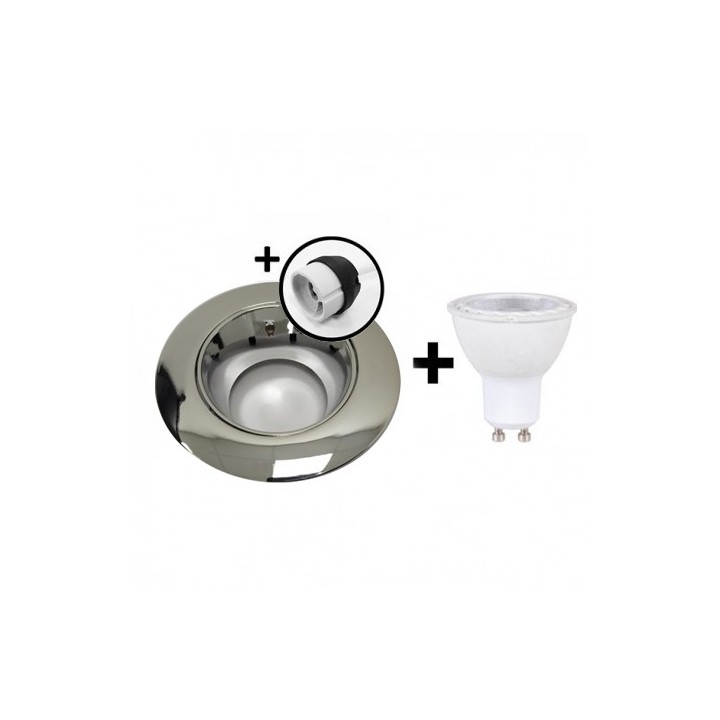 KIT Spot encastré - orientable - 4000k - rond - chrome - LED 5W - Réf : KRI40012