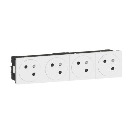Legrand Mosaic - Prises 4x2P+T - Connexion auto - à 45° - 8 modules - blanc - Réf : 077144L