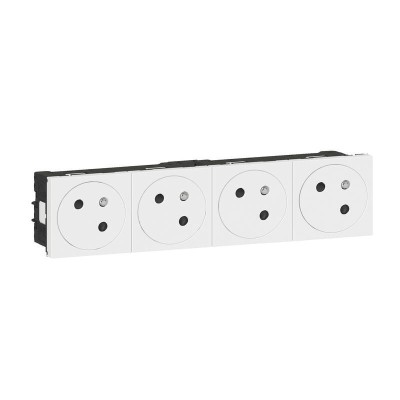 Legrand Mosaic - Prises 4x2P+T - Connexion auto - à 45° - 8 modules - blanc - Réf : 077144L
