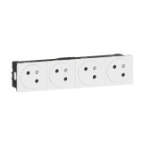 Legrand Mosaic - Prises 4x2P+T - Connexion auto - à 45° - 8 modules - blanc - Réf : 077144L