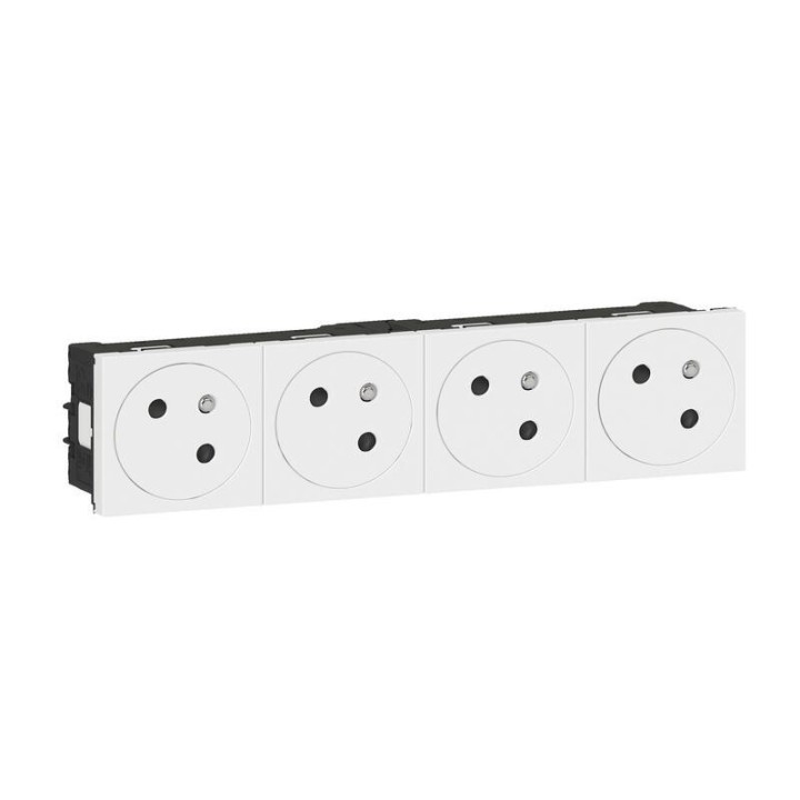 Legrand Mosaic - Prises 4x2P+T - Connexion auto - à 45° - 8 modules - blanc - Réf : 077144L