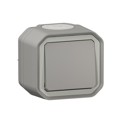 Legrand - Poussoir contact NO étanche Plexo 10AX 250V IP55 IK08 complet saillie - gris - Réf : 069720L