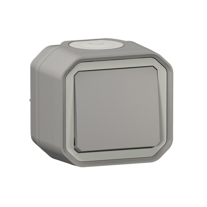 Legrand - Poussoir contact NO étanche Plexo 10AX 250V IP55 IK08 complet saillie - gris - Réf : 069720L