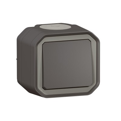 Legrand - Poussoir contact NO étanche Plexo 10AX 250V IP55 IK08 complet saillie - anthracite - Réf : 069790L