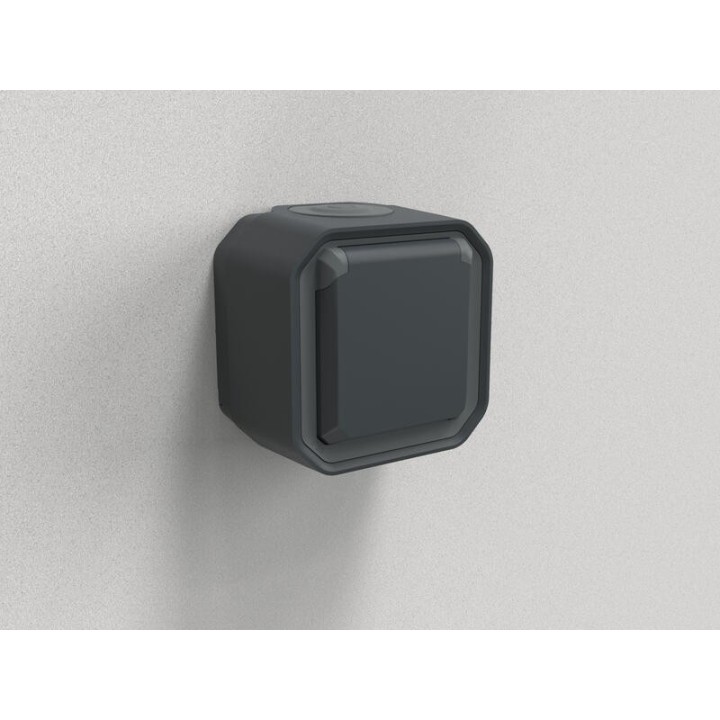 Legrand - Prise de courant 2P+T étanche Plexo 16A 250V IP55 IK08 complet saillie - anthracite - Réf : 069791L