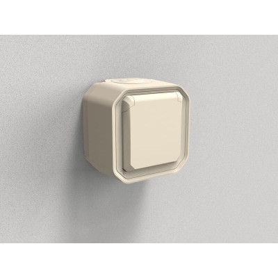 Legrand - Prise de courant 2P+T étanche Plexo 16A 250V IP55 IK08 complet saillie - sable - Réf : 069776L
