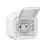 Legrand - Prise de courant 2P+T étanche Plexo 16A 250V IP55 IK08 complet saillie - blanc - Réf : 069781L