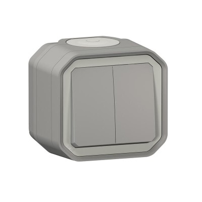 Legrand - Commande double étanche pour réaliser 3 fonctions Plexo IP55 IK08 complet saillie - gris - Réf : 069715L