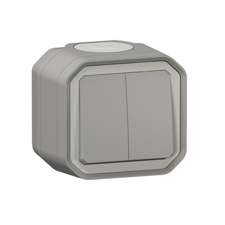 Legrand - Commande double étanche pour réaliser 3 fonctions Plexo IP55 IK08 complet saillie - gris - Réf : 069715L